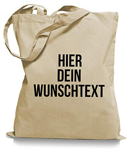 Ma2ca Stoffbeutel Jutebeutel mit Wunschtext/Selber gestalten mit dem Amazon T-Shirt Designer/Beutel Druck/Designertool Tragetasche/Bag/Jutebeutel WM1