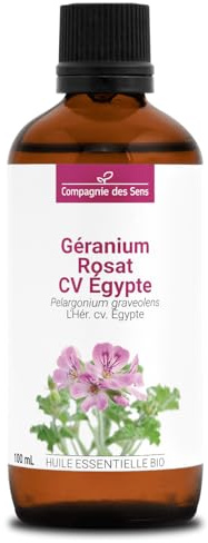 Geranio Rosado CV Egipto BIO – 100 mL – Aceite Esencial Premium – 100% Puro, Natural – Garantía ChromaCert® – Quimiotipado e Integral