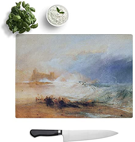 Northumberland with A Steamboat by Joseph Mallord William Turner - Textured Chopping Board - Worktop Saver - Cutting Board - Heat Resistant, Shatterproof and Hygenic - 28.5 x 20 cm