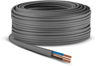 Primes DIY Eluttag kabelkabel 4 mm tvilling och jord platt grå PVC-belysning elektrisk kabel 6242Y elektrisk ledning bas godkänd (3 meter)