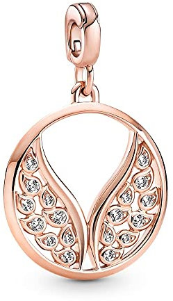 Pandora ME 14K Rose Gold-Plated Burning Wings Medallion Charm With Cubic Zirconia, No Box