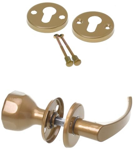 Aqbau® Poignée de porte avec bouton de porte & rosace PZ | Poignée de porte | Bouton (or)