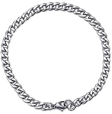 Cadoline Edelstahl-Armband, 3–13 mm und 17,8–25,4 cm (7–10 Zoll), Schwarzgold/Silber, kubanische Panzergliederkette für Herren