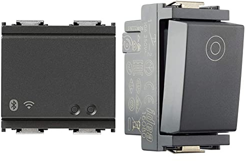 Vimar 16497 Idea Gateway connesso IoT Bluetooth Wi-Fi per integrazione, configurazione, supervisione di VIEW Wireless, mediante Cloud e App, 2 moduli & 0R16080 Pulsante 1P No 10A Generico, Grigio