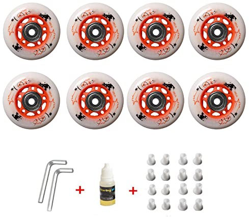 JHKJ Rollen für Inline-Skates, 64 mm, 68 mm, 8er-Pack PU-Räder, Ersatz-Set, verschleißfest, gleitende Inline-Ersatzräder 85A mit ABEC-9-Lager,Grün,68mm