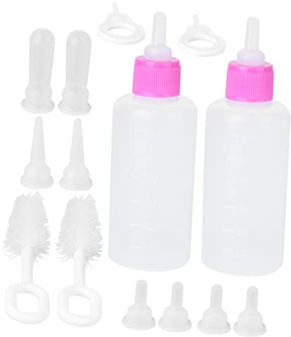 POPETPOP Pet Feeding Bottle Kit 2 Sets 60ml Small Nursing Bottles Reusable Puppy and Kitten Milk Feeders for Household Pet Care