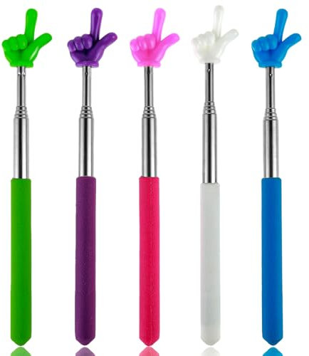 5 unidades de puntero telescópico, puntero para profesor, puntero retráctil, puntero telescópico, acero inoxidable, puntero extensible, puntero de instrucción, puntero manual para presentaciones (5