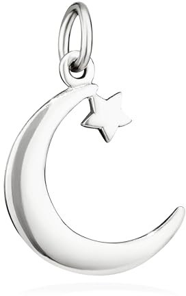 NKlaus Minutiöser Kettenanhänger Halbmond mit Stern Lunatum 925 Silber Romantik Symbol 15281