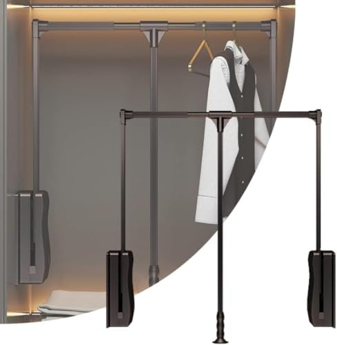 QARIDO Barre Penderie Escamotable, À Charge 30 Kg, Porte-manteau Réglable, Tringle À Vêtements, Garde-robe, Largeur Réglable 70 * 93cm, Montage au Sol, Acier Inoxydable, Métal (black 70 * 93CM)