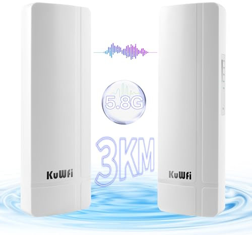 Gigabit WLAN Bridge Outdoor 3KM 5.8G Point-to-Point Outdoor Wireless Bridge, WiFi Bridge con antenna 16dBi, porte LAN 1000 Mbps, adattatore PoE, punto di accesso esterno per rete, Starlink, fotocamera