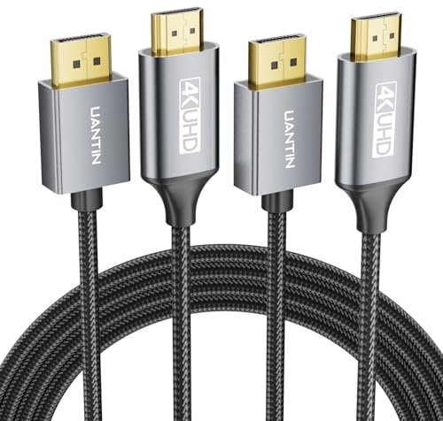 UANTIN Lot de 2 câbles DisplayPort vers HDMI 4K de 3 m | 1080p @ 120 Hz, 1440p/2K @ 60 Hz unidirectionnel DP vers HDMI mâle tressé pour ordinateur de bureau, Dell, Lenovo, ThinkPad, HP, AMD, NVIDIA