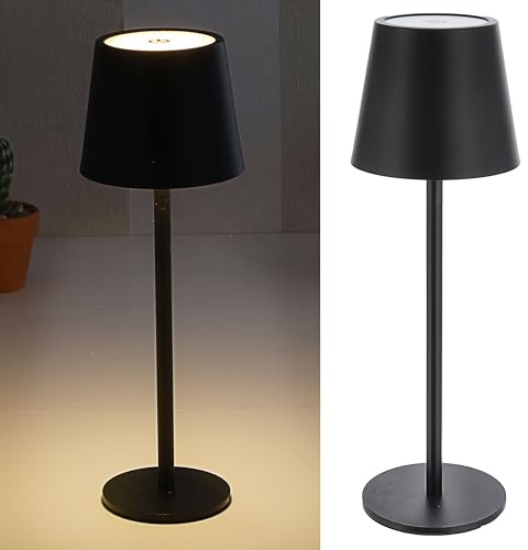 Cepewa Lampada da tavolo con funzione touch, dimmerabile, 3 tonalità di bianco, 9 x 26 cm, nero, 45 lumen, 48 LED, cavo di ricarica USB, lampada da tavolo (1 lampada da tavolo 9 x 26 cm, nero)