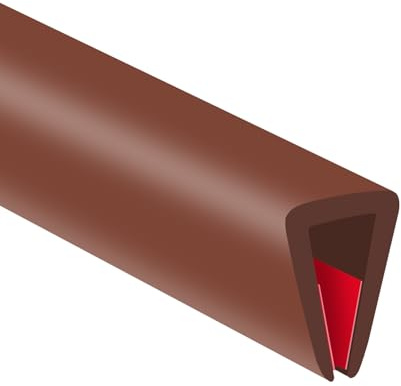 Gummi-Kantenverkleidung, flexible Kantenverkleidung für scharfe Kanten, 5 mm U-Kanal-Kantenschutz, selbstklebender Kantenschutz für Sperrholz, Glas, Flexiglas und Blechteile, 6 m, Braun
