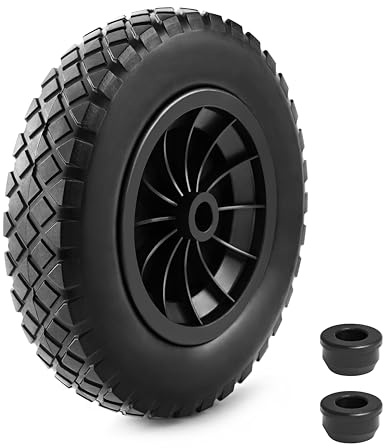 14 Wheelbarrow Wheel PU Puncture Proof Solid 3.50-8 Wheel, Heavy Duty Replacement Tire for Wheelbarrow, Wheelbarrow Wheels Tyre for Garden Trolley Barrow Go Cart, Black