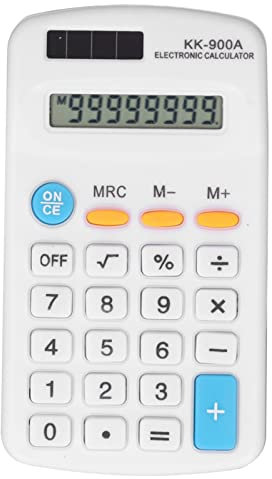 Mini Rechner Im Taschenformat, Mini Taschenrechner, 8 Stellig, mit LCD Display, Empfindlicher Taste, Solarbatterie, Dual Power, für Büro, Schule, Unternehmen (Weiß)