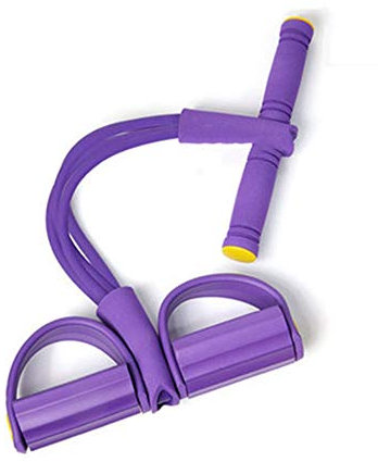 Multifunktionaler Beintrainer, Sit-Up-Bodybuilding-Expander, elastisches Zugseil-Expander, elastisches Zugseil, Trainingsgerät, 4-Rohr-Sit-Up-Zugseil mit Fußpedal, Bauchtrainer, Fitness-Yoga