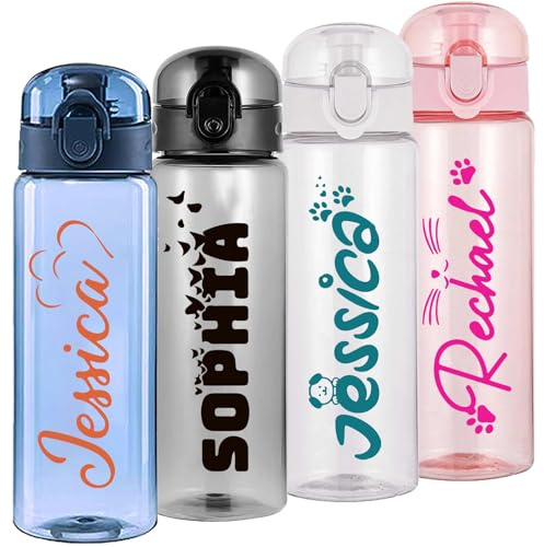 Hodmec Personalisierte Wasserflaschen, individuelle Plastikwasserflasche mit Namen und Foto, 780ml, individuelle auslaufsichere Wasserflasche mit Griff für Sport, Fitnessstudio, Reisen
