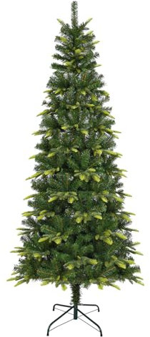 Uten Sapin de Noël Slim 180 cm, Réaliste PE Artificiel Arbre Noël Décoration Intérieur, 600 Aspect Naturel Branches en PVC & PE, Branches de Charnière, 2 Styles, Base en Métal, Réutilisable