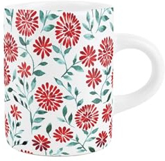Red Flowers Espresso Cup - Pretty Ceramic Small Mug Gifts for Her - Coffee Shot Espresso Mug Present
