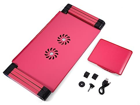 Mtlavishness 360 Support de Table de Bureau Pliable pour Ordinateur Portable Ventilateur de Refroidissement Souris BOAD Rose Rouge (Rosy)