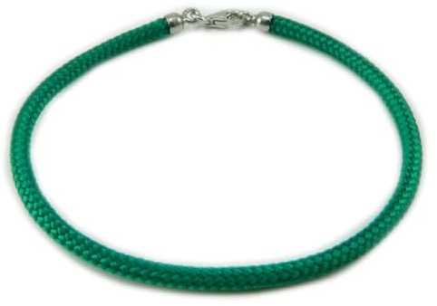 Generico Bracciale Portafortuna Sardo in Sagola Verde, Finali in Argento 925, Lunghezza 12-22 cm (12 cm)