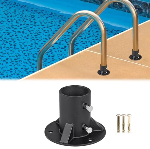 Pool Zubehör Poolleiter Halterung, Edelstahl Poolzubehör Montageset für Pool Leiter mit Flanschrohr, Hülse für Schwimmbadleiter, Flansch Leiterhalterung stabil für Befestigung der Poolleiter (65mm)