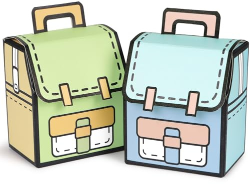BETESSIN Gastgeschenke Einschulung Junge Blau - 20 Stück Geschenkboxen mit Schulranzen Design - Kleine Papierschachteln zur Einschulung, Schulanfang Geschenkverpackungen uvm. (8x5.5x9cm)