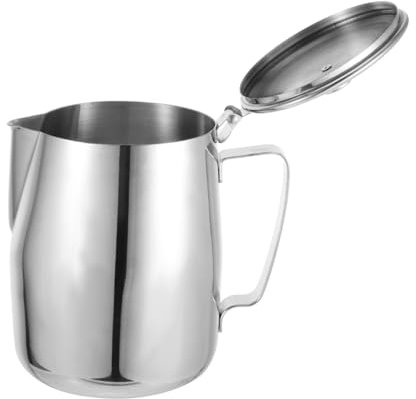 DIYEAH Stainless Steel Milk Frothing Pitcher With Lid Capacity For Latte Steaming And Frothing For Home And Professional Use
