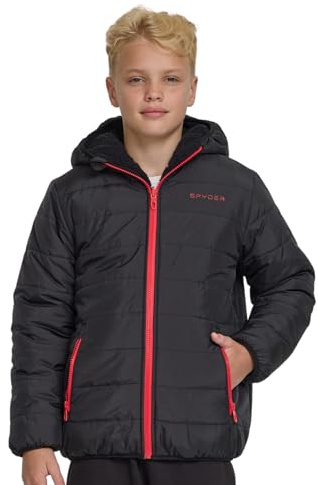 Spyder Reversible Boys Puffer Jacket - Fleece Lined Puffer Coat with Hood, Sherpa Winter Kids Outerwear, Sizes 4-20