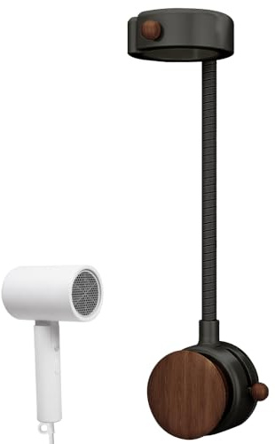 DONGKER Porta Asciugacapelli, Supporto per Asciugacapelli da Parete con Tubo Flessibile e Cavo Regolabili a 360°, Porta Phon, per Il Bagno, Casa, Barbiere, Hotel