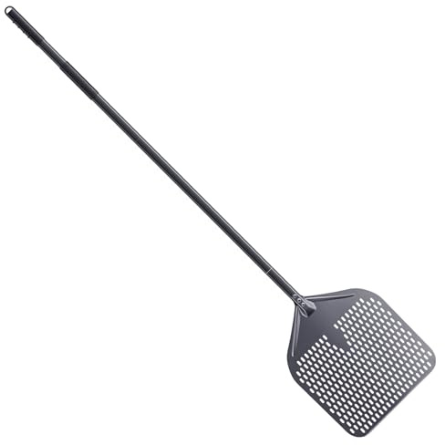 NUTUNI Perforierter Pizzaschieber, Pizzaschaufel aus Harteloxiertem Aluminium, Erleichtert Gleiten des Pizzateigs, Grill Zubehör Geschenk, Breite: 35cm / Länge: 160cm