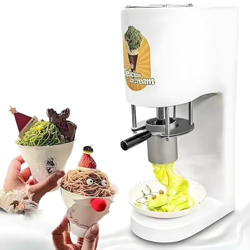 YANDDEA Gelatiera e Macchina per Gelato Soft, pressa per Gelato Commerciale da 7,4-7,9 Gal/Ora, Macchina per Gelato con 4 stampi, Macchina per Gelato con Pasta White