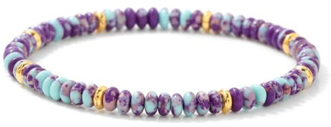JENCVNL Perlenarmband für Frauen,4mm Naturstein Armband, Naturstein Perlen Armband,Perlenarmband für Damen,Edelstein Armbänder,Schmuck Yoga Geschenk Kaiserlicher Stein (Lila)