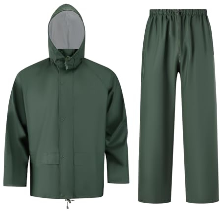 Crivce Heavy-Duty Waterproof Rain Suit for Men, Rain Gear Jacket and Pants Set for Outdoor Work, Fishing, Hiking & Travel