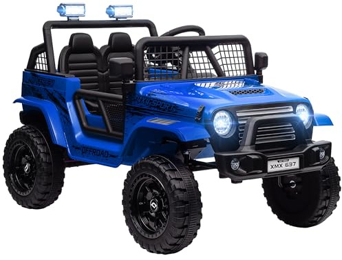 AIYAPLAY Macchina per Bambini Fuoristrada 12V con Doppio Motore, Auto Elettrica per Bambini 3-6 Anni con Telecomando, Luci e Musica, Blu