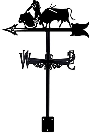SYFOAR Veleta en jardín Forma de Corrida de toros española Veleta Indicador de dirección del Viento con Montaje en Techo Adorno de decoración del hogar de Metal Creativo Regalo para Patio de Granja