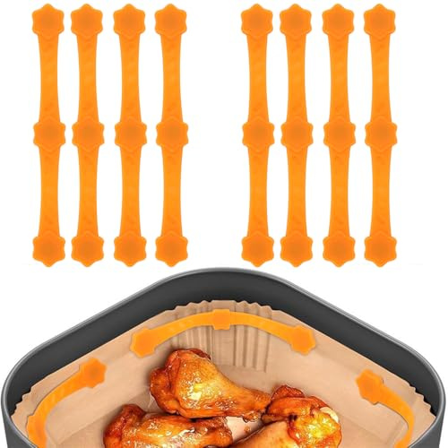 Silicone Aimant Air Fryer, 8 Pièces Magnétique en Silicone Papier Cuisson pour Friteuse à air Chaud Accessoire Airfryer, Papier Sulfurisé Cuisine Boucle Magnet pour Ninja Cosori Phlips Panasonic