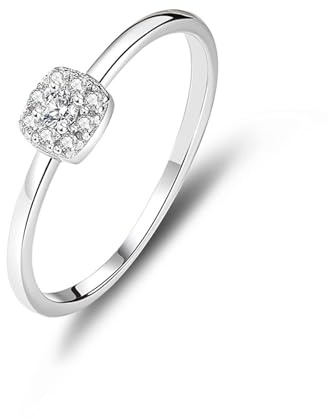 Ayoiow Halo Verlobungsring Vorsteckring für Damen mit Diamant, Ring Damen Platin, Platin 950 Größe 47 (15.0)