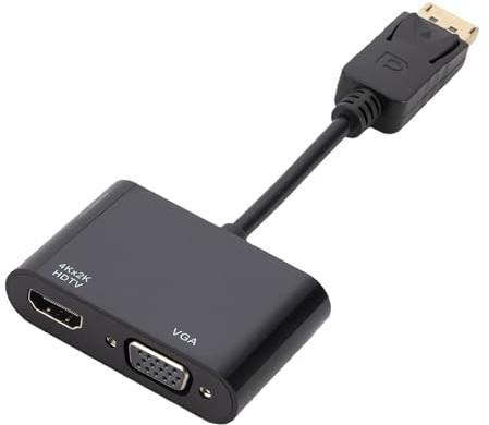 NONGYU Adaptador DisplayPort a HDTV VGA, convertidor macho a hembra, compatible con computadora, portátil, PC, monitor, proyectores, HDTV, VGA