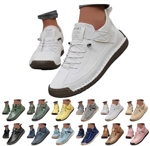 YCBMINGCAN Montela Zapatos Mujer Zapatillas Ortopédicas, Cómodas Ajustables en Anchura Zapatos Planos Casuales, Zapatos Sin Cordones para Pies Anchos, Zapatos de Cuero Suave Transpirables para Mujer