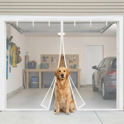 Zanzariera Magnetica Porta 2.3x2.2 2.8x2.10m, Schermo Magnetico per Porta da Garage in Fibra di Vetro Anti Zanzare Tenda Zanzariera Porte Rete Fine Traspirante per Patio Esterni(Bianca,400x230cm)