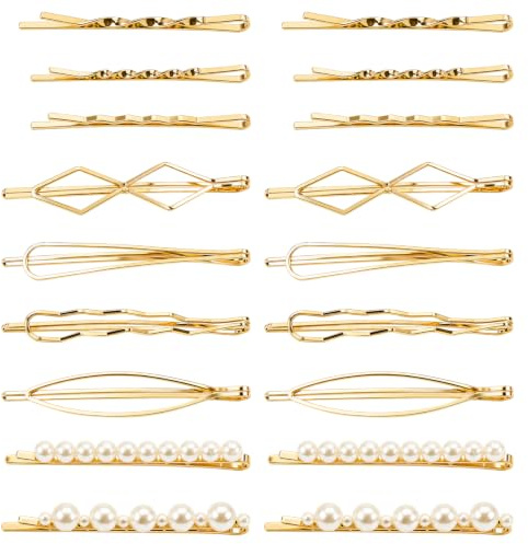 OWill 18 Pcs Pearl Hair Clips Vintage Metal Non-Slip Hairpins for Wedding