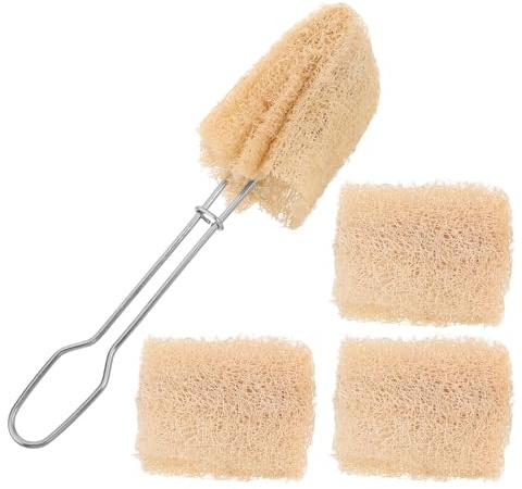 HAPINARY Brosse pour Biberon en Loofah Naturel avec Tête Remplaçable, Réduit la Fatigue Main, pour Bouteilles à Large Embouchure et Soins des Nourrissons