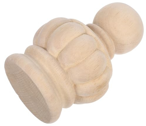 BRIGHTFUFU capuchon de poteau de boule en bois brut sculpté de pomme de pin beige, support stable pour rénovation d'escalier, style européen élégant pour projet DIY