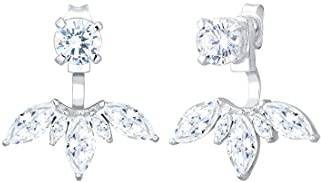 Elli Dam 925 Sterling Silver Xilion skuren fram bak blomma zirkon örhängen
