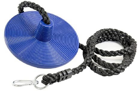 Squirrel Products Heavy Duty Plastic Tree Swing - Disc Rope Swing with Leg Protectors - Additions & Replacements - Outdoor Play Equipment - Blue