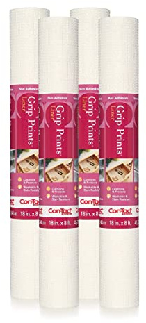 Con-Tact Brand Grip Prints Regal- und Schubladeneinlage, langlebig, rutschfest, 45,7 x 20,3 cm, Weiß, 4 Rollen