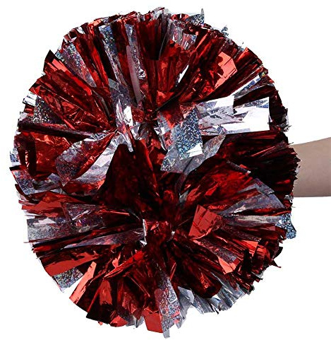 VGEBY1 Pom Pom Cheerleading, 2 Farben, Cheerleading-Poms, glitzernd, bunt, Cheerleader, zur Förderung des Sports (Silber + Rot)