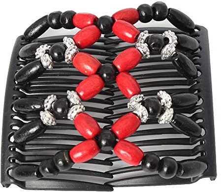 JUSTFOX - Trend African Hairclip Haarklammer Haarkamm Blüten Holzdesign Butterfly Rot