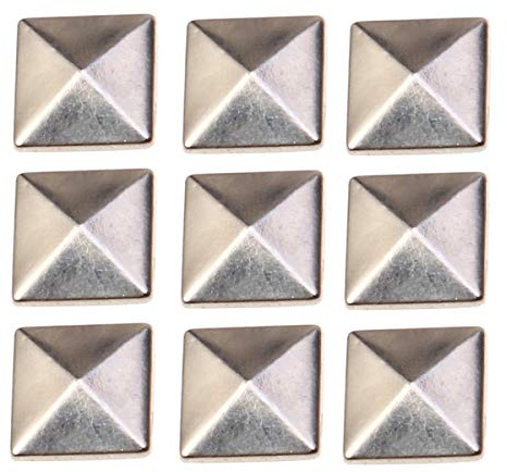 Supvox Silberne Pyramiden-Spikes Mit Flacher Rückseite 10X10Mm Hotfix Aufbügeln Nieten Für Lederhandwerk Kleidung Taschen Schuhe DIY Dekoration 100 Stück
